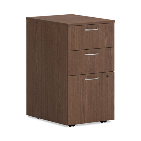 Mod Mobile Pedestal, Left Or Right, 3-drawers: Box/box/file, Legal/letter, Sepia Walnut, 15" X 20" X 28"