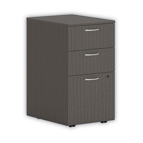 Mod Mobile Pedestal, Left Or Right, 3-drawers: Box/box/file, Legal/letter, Slate Teak, 15" X 20" X 28"