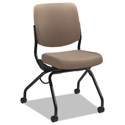 Perpetual Series Folding Nesting Chair, Supports Up To 300 Lb, 19.13" Seat Height, Morel Seat, Morel Back, Black Base