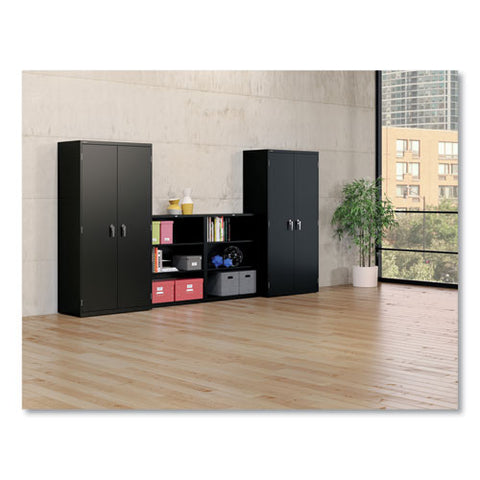 Metal Bookcase, Three-shelf, 34.5w X 12.63d X 41h, Black