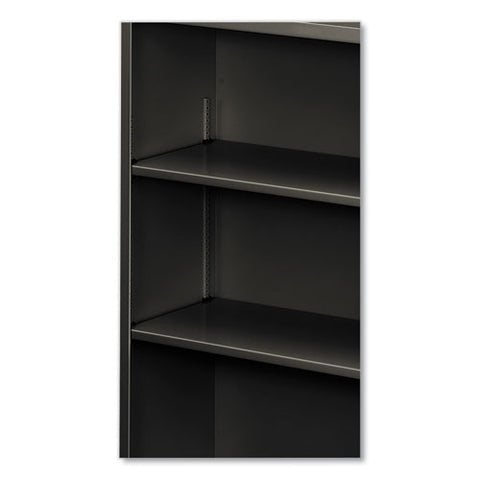 Metal Bookcase, Three-shelf, 34.5w X 12.63d X 41h, Charcoal