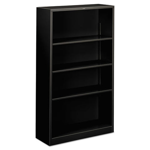 Metal Bookcase, Four-shelf, 34.5w X 12.63d X 59h, Black