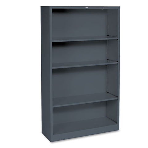 Metal Bookcase, Four-shelf, 34.5w X 12.63d X 59h, Charcoal