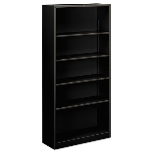 Metal Bookcase, Five-shelf, 34.5w X 12.63w X 71h, Black