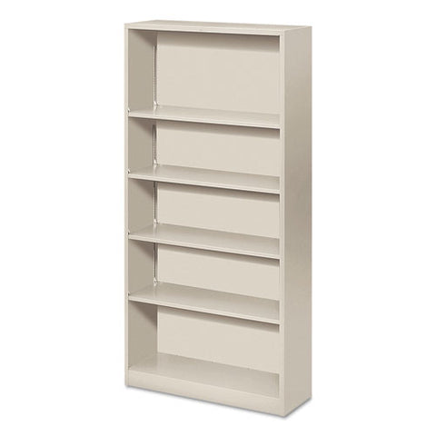 Metal Bookcase, Five-shelf, 34.5w X 12.63d X 71h, Light Gray