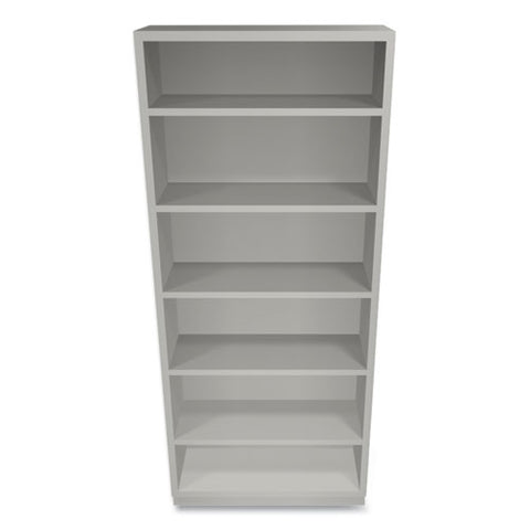 Metal Bookcase, Six-shelf, 34.5w X 12.63d X 81.13h, Light Gray