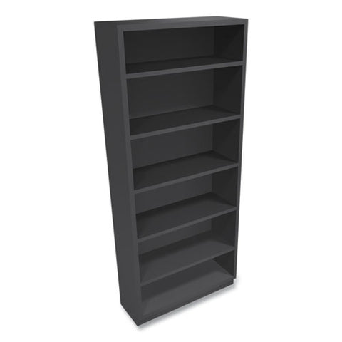 Metal Bookcase, Six-shelf, 34.5w X 12.63d X 81.13h, Charcoal