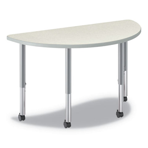 Build Half Round Shape Table Top, 60w X 30d, Silver Mesh