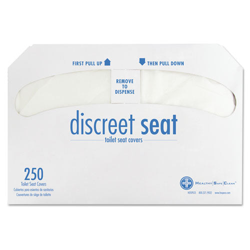 Discreet Seat Half-fold Toilet Seat Covers, 14.25 X 16.5, White, 250/pack, 20 Packs/carton