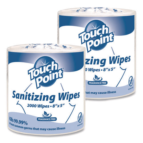 Hand Sanitizing Wipes Refill, 5 X 8, Fragrance Free, White, 2,000 Wipes/roll, 2 Rolls/carton