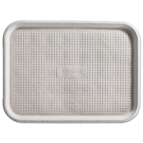 Savaday Molded Fiber Flat Food Tray, 1-compartment, 16 X 12, White, Paper, 200/carton