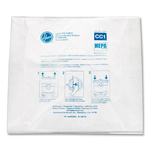 Disposable Vacuum Bags, Hepa Cc1, 10/pack