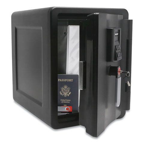 Fire And Waterproof Safe With Digital Lock, 11.8 X 16.7 X 15.6, 0.7 Cu Ft, Black