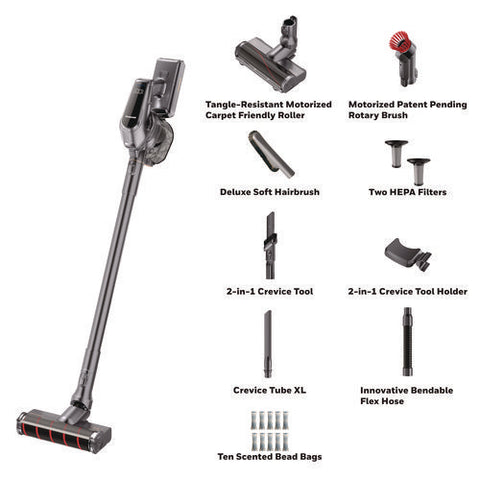 Aeromax Pro Vc16 Cordless Vacuum, 8.5" Cleaning Path, Dark Silver