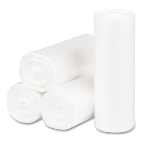 High-density Commercial Can Liners, 4 Gal, 6 Mic, 17" X 18", Clear, Perforated Roll, 50 Bags/roll, 40 Rolls/carton