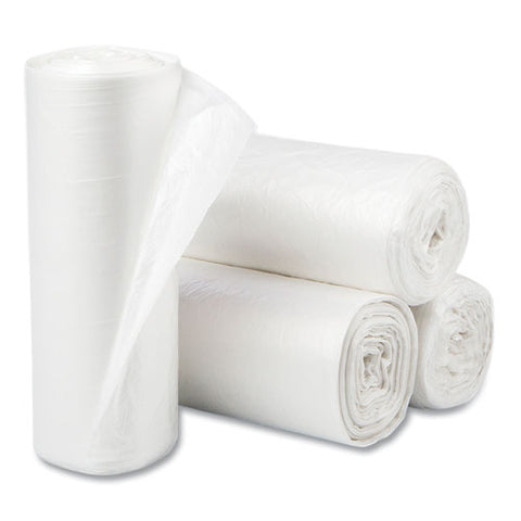 High-density Commercial Can Liners, 10 Gal, 5 Mic, 24" X 24", Natural, Perforated Roll, 50 Bags/roll, 20 Rolls/carton