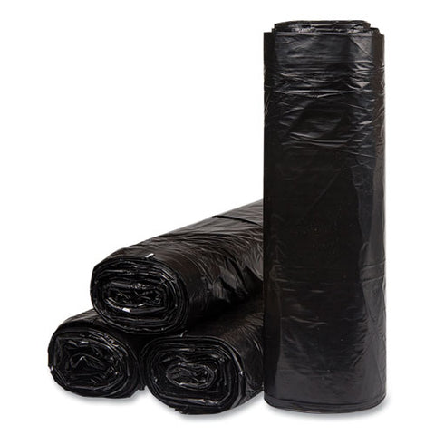 Low-density Commercial Can Liners, 60 Gal, 1.2 Mil, 38" X 58", Black, Interleaved Roll, 10 Bags/roll, 10 Rolls/carton