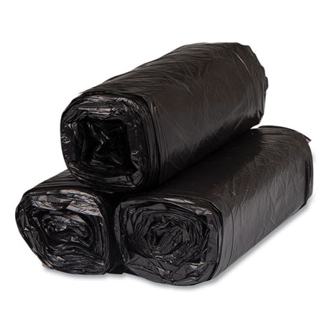 High-density Commercial Can Liners, 16 Gal, 8 Mic, 24" X 33", Black, Interleaved Roll, 50 Bags/roll, 20 Rolls/carton