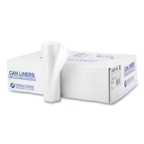 High-density Commercial Can Liners, 30 Gal, 10 Mic, 30" X 37", Clear, Interleaved Roll, 25 Bags/roll, 20 Rolls/carton