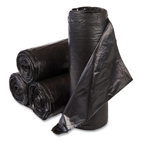 High-density Commercial Can Liners, 33 Gal, 22 Mic, 33" X 40", Black, Interleaved Roll, 25 Bags/roll, 10 Rolls/carton