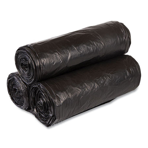 High-density Commercial Can Liners, 55 Gal, 22.1 Mic, 36" X 60", Black, Interleaved Roll, 25 Bags/roll, 6 Rolls/carton