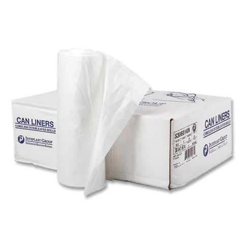 High-density Commercial Can Liners, 60 Gal, 14 Mic, 38" X 60", Clear, Interleaved Roll, 25 Bags/roll, 8 Rolls/carton