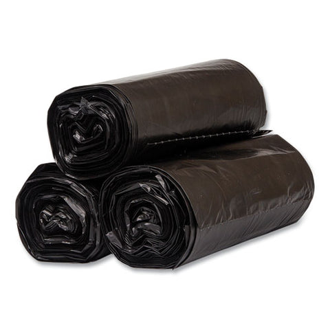 High-density Commercial Can Liners, 60 Gal, 17 Mic, 38" X 60", Black, Interleaved Roll, 25 Bags/roll, 8 Rolls/carton