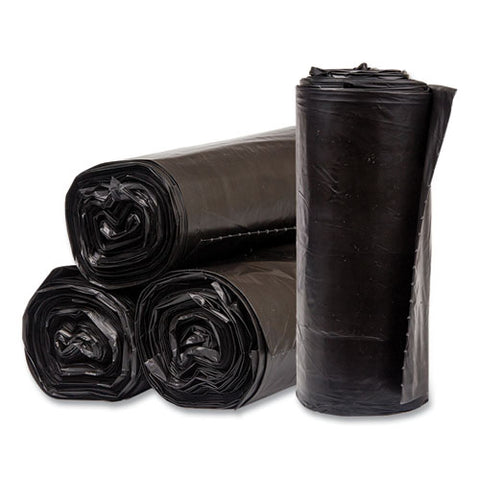 High-density Commercial Can Liners, 60 Gal, 17 Mic, 38" X 60", Black, Interleaved Roll, 25 Bags/roll, 8 Rolls/carton