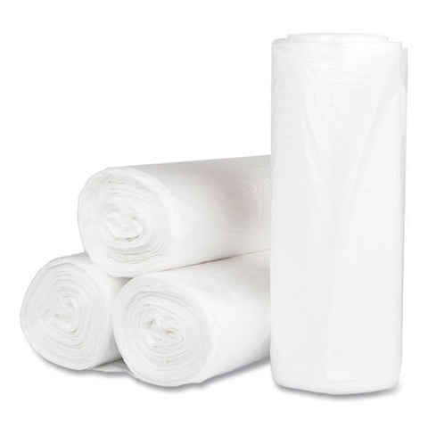 High-density Commercial Can Liners, 60 Gal, 17 Mic, 38" X 60", Clear, Interleaved Roll, 25 Bags/roll, 8 Rolls/carton