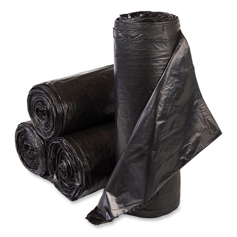 High-density Commercial Can Liner Value Pack, 60 Gal, 19 Mic, 38" X 58", Black, Interleaved Roll, 25 Bags/roll, 6 Rolls/ct