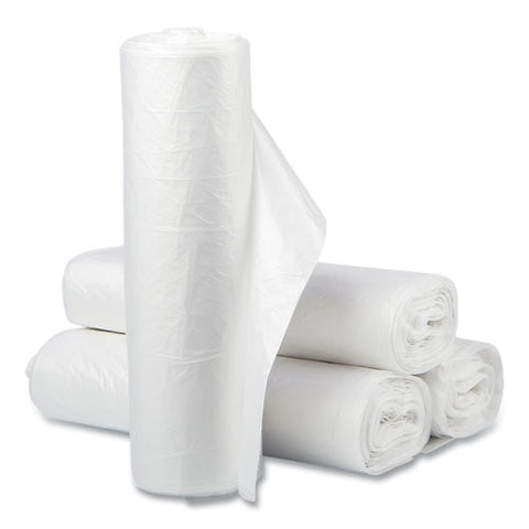 High-density Commercial Can Liner Value Pack, 60 Gal, 12 Mic, 38" X 58", Clear, Interleaved Roll, 25 Bags/roll, 8 Rolls/ct