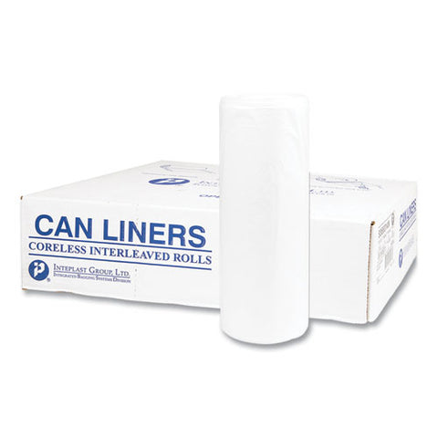 High-density Commercial Can Liner Value Pack, 60 Gal, 19 Mic, 38" X 58", Clear, Interleaved Roll, 25 Bags/roll, 6 Rolls/ct