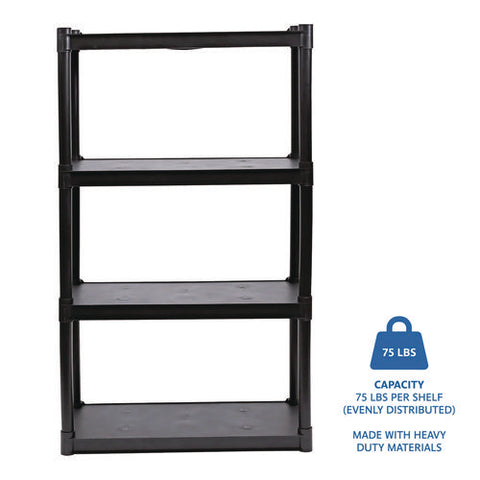 Rough N Ready Open Storage System, Four-shelf, Injection-molded Polypropylene, 32w X 13d X 54h, Black