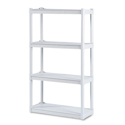 Rough N Ready Open Storage System, Four-shelf, Injection-molded Polypropylene, 32w X 13d X 54h, Platinum