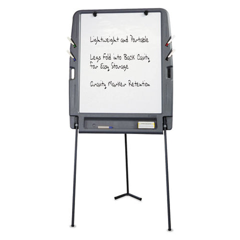 Ingenuity Portable Flipchart Easel With Dry Erase Surface, 35" X 30", White Surface, Charcoal Gray Polyethylene Frame