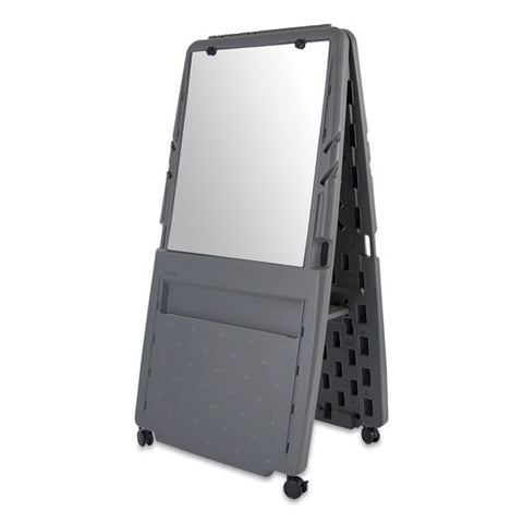 Ingenuity Presentation Flipchart Easel With Dry Erase Surface, 33" X 28", White Surface, Charcoal Gray Polyethylene Frame