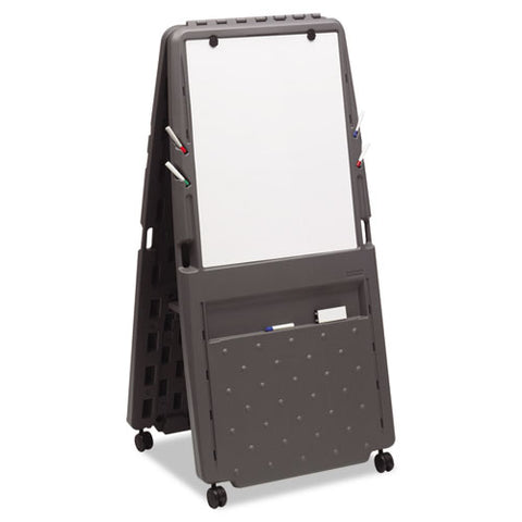 Ingenuity Presentation Flipchart Easel With Dry Erase Surface, 33" X 28", White Surface, Charcoal Gray Polyethylene Frame