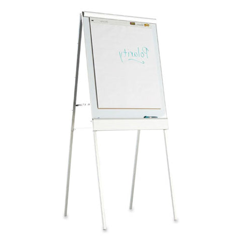 Polarity Height Adjustable Dry Erase Flipchart Easel, 30" X 38", White Surface, Silver Metal Frame