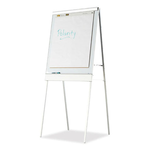 Polarity Height Adjustable Dry Erase Flipchart Easel, 30" X 38", White Surface, Silver Metal Frame