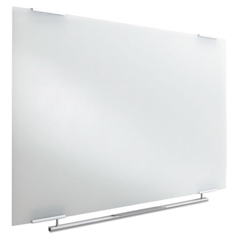 Clarity Glass Dry Erase Board With Aluminum Trim, 48" X 36", White Surface, Satin Aluminum Frame