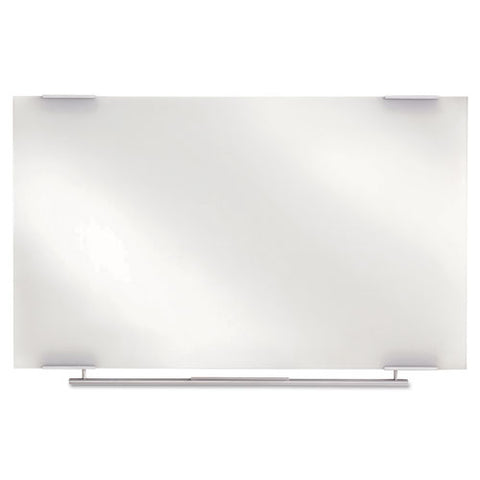 Clarity Glass Dry Erase Board With Aluminum Trim, 48" X 36", White Surface, Satin Aluminum Frame