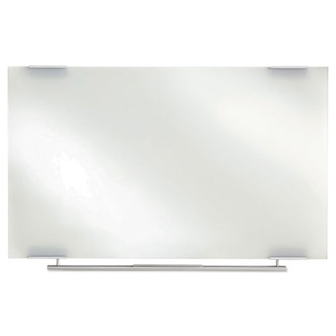 Clarity Glass Dry Erase Board With Aluminum Trim, 72" X 36", White Surface, Satin Aluminum Frame