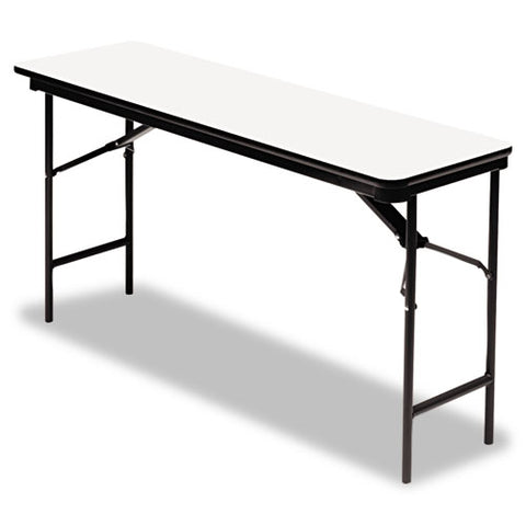 Officeworks Commercial Wood-laminate Folding Table, Rectangular, 72" X 18" X 29", Gray Top, Charcoal Base