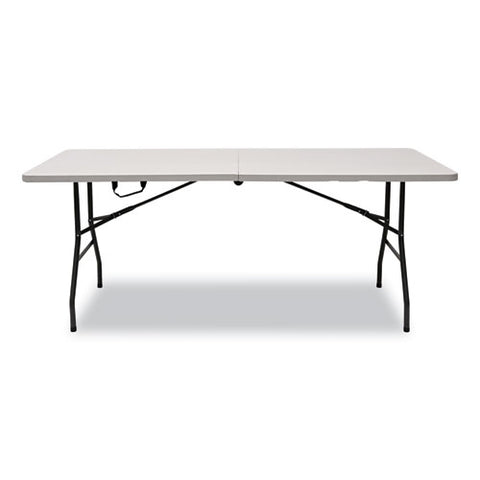 Bifold Resin Folding Table, Rectangular, 70.9" X 29.1" X 30", White Granite Top, Gray Base/legs, 2/pack