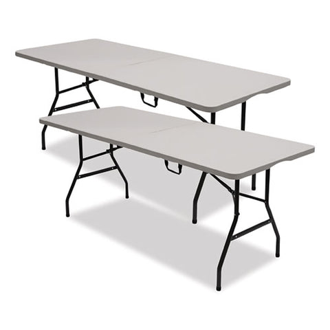 Bifold Resin Folding Table, Rectangular, 70.9" X 29.1" X 30", White Granite Top, Gray Base/legs, 2/pack