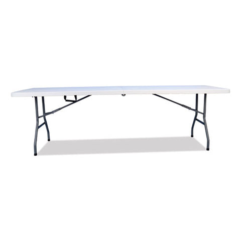 Bifold Resin Folding Table, Rectangular, 94.5" X 29.9" X 30", White Granite Top, Gray Base/legs, 2/pack