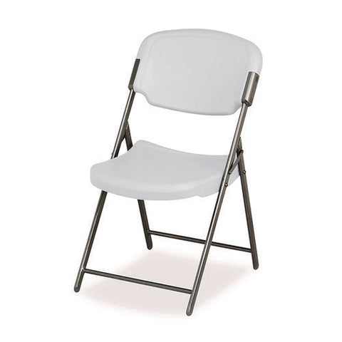 Rough N Ready Commercial Folding Chair, Supports Up To 350 Lb, 15.25" Seat Height, Platinum Seat, Platinum Back, Black Base