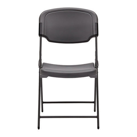 Rough N Ready Commercial Folding Chair, Supports Up To 350 Lb, 15.25" Seat Height, Charcoal Seat, Charcoal Back, Silver Base