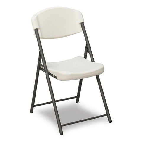 Rough N Ready Commercial Folding Chair, Supports Up To 350lb, 18" Seat Height, Platinum Granite Seat/back, Black Base, 4/pack