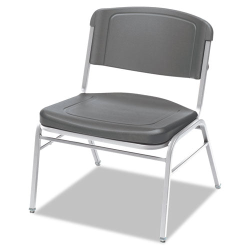 Rough N Ready Wide-format Big And Tall Stack Chair, Supports 500 Lb, 18.5" Seat Height, Charcoal Seat/back, Silver Base, 4/ct